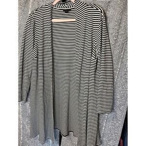 J Jill Wearever Collection Black White Stripe Cardigan Duster Size 1X